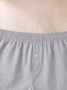EverLounge British Style Minimalist Fashion Men's Light Gray Striped Fabric Lounge Pants - Grey - View 6