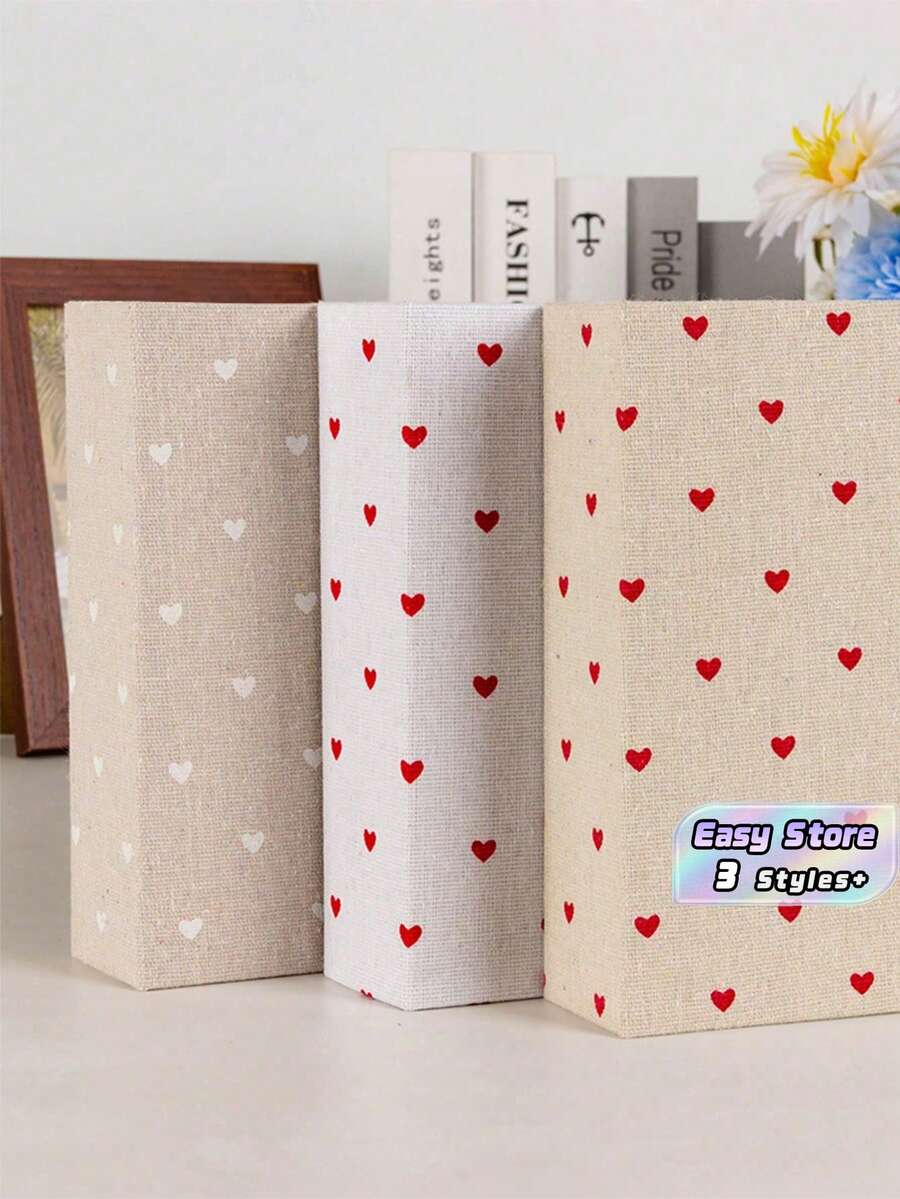 1 Pc Red Heart Shaped Photo Album Holds 100 Photos Postcards Memorabilia For Home Decor Gift Must Have Storage Accessory - Multicolor - View 1