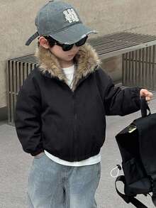 DAZY Young Boy Thermal Lined Casual Daily Wear Winter Padded Coat Fall - Black - View 5