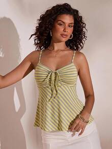 Opulessa Casual Solid Color Knitted V-Neck Slim Fit Women's Tank Top - Multicolor - View 4
