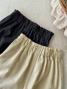 SHEIN 2件組 青少年女孩淺卡其色與黑色寬鬆牛仔長褲 秋冬休閒款 - 彩色 - 查看 7