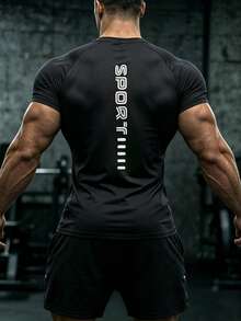 GymBeat Men's Crew Neck Casual Versatile Daily Wear Sports T-Shirt - Black - View 2