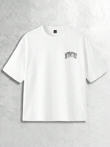 NORVETH Men's Casual Round Neck Short Sleeve T-Shirt With Back Letter Print - White - View 3