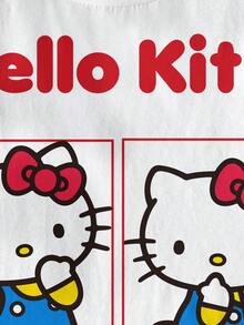 HELLO KITTY AND FRIENDS | SHEIN 女童圆领卡通字母印花休闲百搭日常短袖T恤 - 白色 - 查看 4