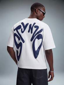 STYNVO 男士字母印花圓領短袖休閒T恤 - 白色 - 查看 6