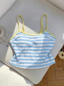 Elavelle Women's Spring/Summer Random Print Spaghetti Strap Bikini Top - Multicolor - View 2
