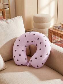 SHEIN 1 Piece Of Soft And Comfortable Polka Dot Printed Neck Pillow, Suitable For Travel, Travel And Home Furnishing - Purple dot - View 7