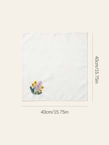 1件/3件裝花卉刺繡餐巾，白色復古手帕混搭款，可水洗餐桌墊 - 白色 - 查看 3
