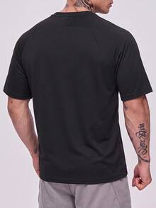 GymBeat Men's Spider Print Short Sleeve Cool Silk Refreshing Cotton - 200g Sports T-Shirt - Black - View 2