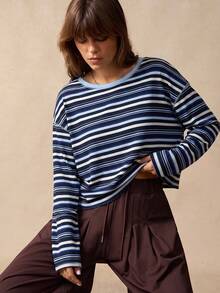 VARSIVA Striped Back Cut-Out Long Sleeve Sports T-Shirt - Multicolor - View 5