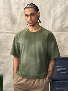 Norleigh Camiseta de manga corta holgada casual con cuello redondo y degradado para hombre, de algodón, para vacaciones - Verde - Ver 5