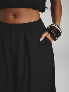 NYA SZN Carmen Pant Wide Leg Trouser Sexy Going Out Date Night Brunch Birthday Party Statement High Waist Black - Black - View 2