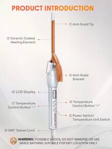 SHEGLAM HAIR It-Curl Curling Iron,9mm | 3/8 Inch Small Curling Iron,Tight Curls Curling Iron,LED Display & 8 Temperature Settings,Quick Preheating & No Waiting,Hair Care Without Damaging Hair,Anti-Stuck Hair Design,Auto Off Suitable For All Hair Types - EU C Type Plug(220-240V) - View 7