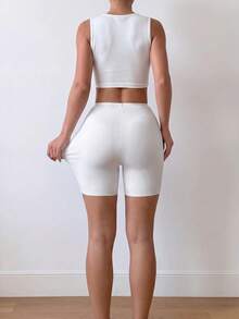 Rovax Solid High Waist Shapewear Shorts, Panty - White - View 5