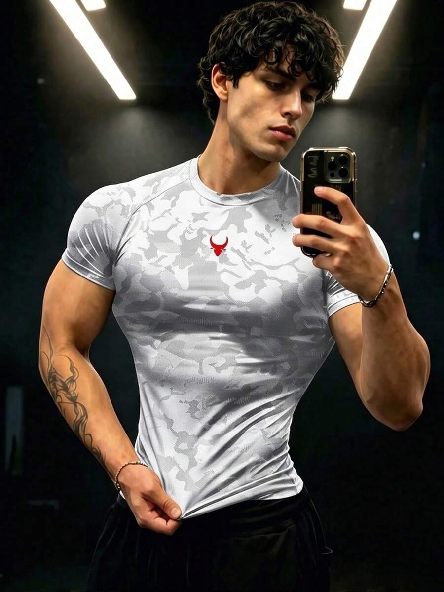 GymBeat 男士短袖修身健身運動T恤 - 彩色 - 查看 1