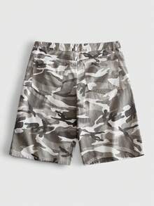 ROMWE MEN Men's Washed Loose Casual Beaded Camouflage 5-Point Shorts - Beige - View 2