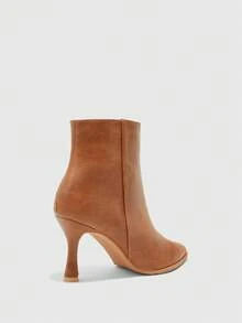 CUCCOO BIZCHIC Ladies' Brown Side Zipper Pointed High Heels And Ankle Fashion Boots For Autumn And Winter Commuting, Versatile For Daily Elegant Fall Boots - Brown - View 3