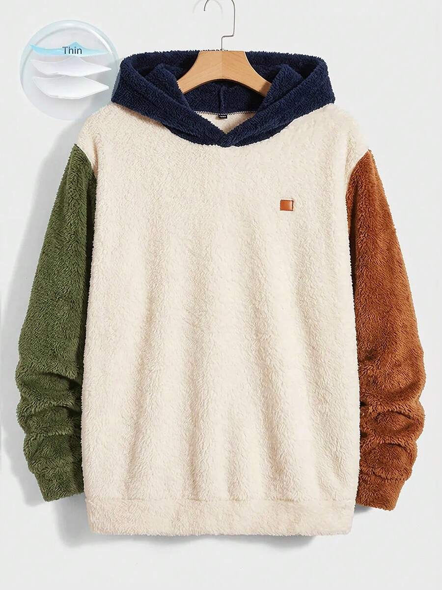 HIMLAND Men's Casual Colorblock Patchwork Hoodie - Multicolor - View 1