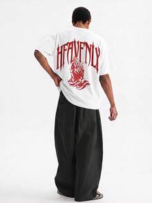 NORVETH Men's Letter Print Casual Daily Short Sleeve T-Shirt - White - View 3