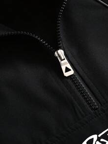 PAVTROS Men's Striped Colorblock Zip-Up Half-Placket Long Sleeve Pullover Jacket - Black - View 7