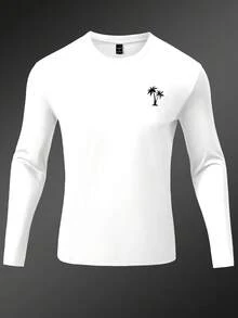 Manfinity KASUA Men's Simple Casual Surfing T-Shirt, Fashion & Everyday Wear, Hawaiian, Holiday - White - View 3