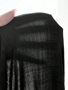 SHEIN 兒童青少年女孩休閒藍色碎花拼接多層裙，抽繩腰頭，休閒布料，適合日常穿著，春季風格 - 黑色 - 查看 5