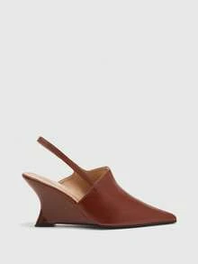 CUCCOO BIZCHIC Minimalist Style, Black Pointed Wedge Heel Shoes, Closed Toe Elegant Shoes, Versatile Commuter Women's Shoes Fall Shoes - Brown - View 2