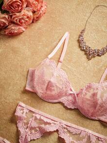 PinupPomp 4pcs Women's Sexy Lingerie Set - Pink - View 4