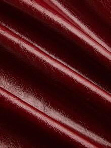 Sweetra Rok Seksi Ukuran Besar dengan Desain Belahan untuk Musim Gugur - Burgundy - View 7