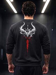 RISE LYT Sweatshirt Olahraga Luar Ruangan Lengan Panjang Kerah Bulat dengan Cetakan Huruf untuk Pria - MultiWarna - View 2