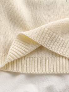 SHEIN Vintaside Kids 兔子刺繡兒童毛衣，奶油白女孩針織毛衣，花卉兔子嬰兒套頭毛衣，秋季 - 杏色 - 查看 5