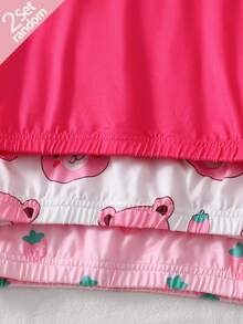 SHEIN 【2套隨機發貨】新生兒睡袋與秋冬居家休閒服套裝，玫瑰紅熊圖案洗禮禮物，居家與外出適用 - 彩色 - 查看 4