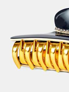 MOTF PREMIUM MINIMALIST LIGHT LUXURY STYLE DIAMOND-ENCRUSTED GRAB CLIP, BLACK GOLD-TONED HAIR CLAWS, A MUST FOR GENTLE COMMUTING, VERSATILE IN DAILY LIFE - Black - View 6