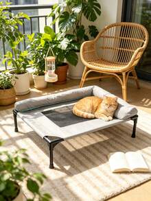 Bantal Hewan Peliharaan Tinggi, Cocok untuk Anjing/Kucing Kecil, Portabel/Dalam/Luar Ruangan, Tempat Tidur Gantung Hewan Peliharaan untuk Kucing/Anjing, Rangka Tahan Lama, Jaring Bernapas, Abu-abu - MultiWarna - View 4