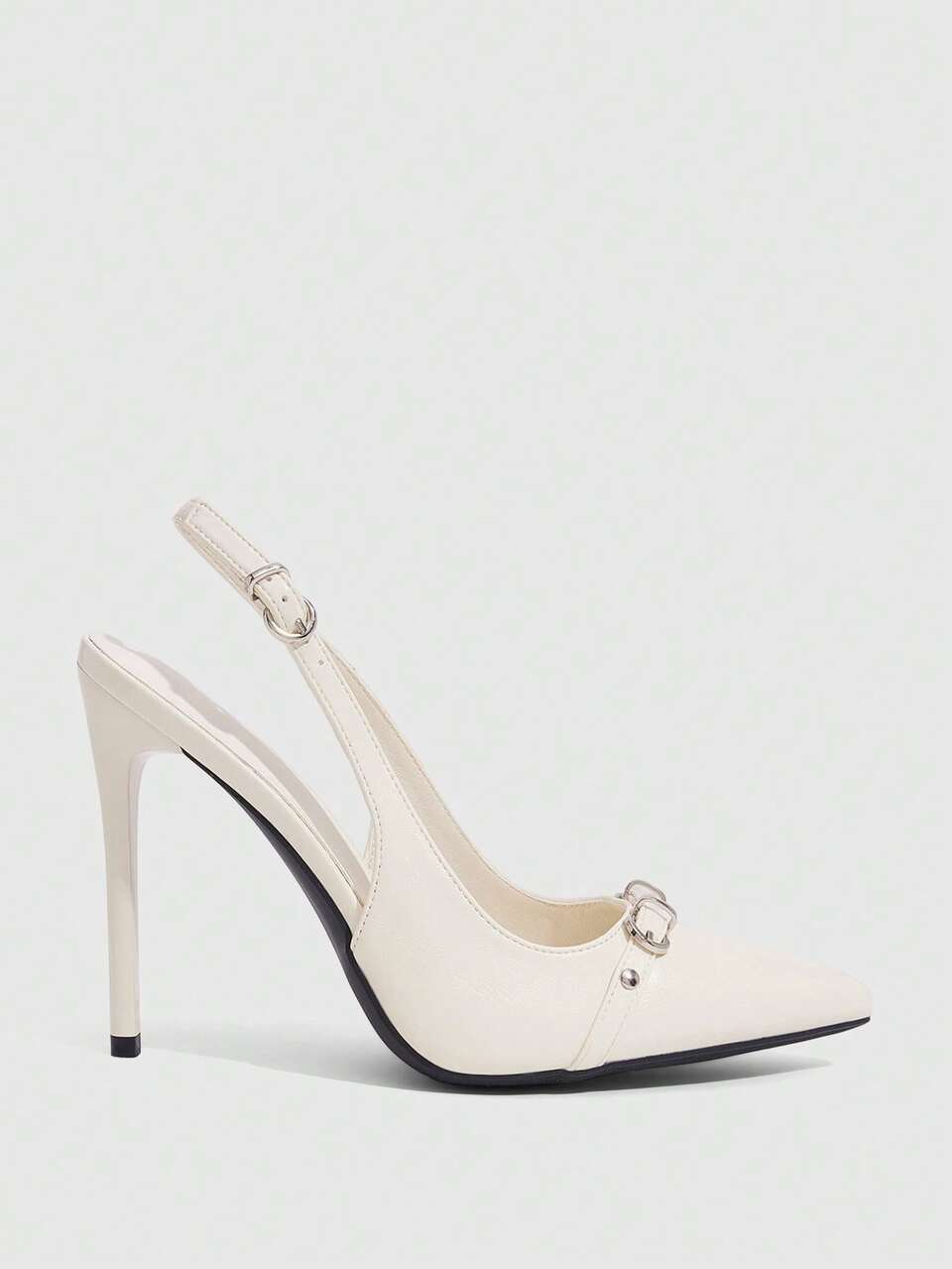 CUCCOO SZL Women's Pointed Thin High Heel Beige Back Lift With Buckle Rivet Elegant Elegant Fashion Sexy Women's High Heel Shoes Slingback Shoes Fall Shoes