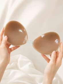 SHEIN 加厚小乳貼，適合婚禮攝影，聚攏隱形胸罩，防下垂細肩帶矽膠胸墊 - 咖啡棕 - 查看 2