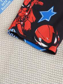 [5 Sets Randomly Sent 1 Set]2pcs/Set Boys' Game Console Personalized Football Funny Number Pattern Round Neck Knitted Short Sleeve Shorts Tight Fit Loungewear Set, Spring/Summer Round Neck Short Sleeve Shorts Skin-Friendly Soft Fabric, Suitable For Home And Outings - Multicolor - View 5