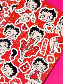 Betty Boop x SHEIN Cute Graffiti Sticker, Suitable For Decorating Notebooks, Phone Cases, Suitcases, Etc - multicolor - View 4