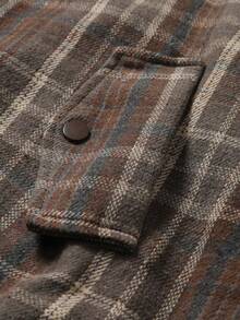 Manfinity Hypemode Men's Autumn/Winter Plaid Long Sleeve Zip-Up Casual Overcoat - Multicolor - View 8