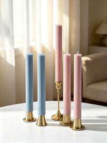 Cirelle 1 buah Lilin Taper Bergaris Aneka Warna, Lilin Makan Malam Tinggi Elegan Beralur untuk Pernikahan, Pesta, Ulang Tahun & Dekorasi Meja Rumah yang Estetis - Beraneka warna - View 13
