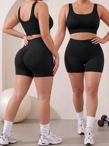 Velisys Velisys 2 Pieces Plus Size Women's Everyday Fitness Multi-Functional Sports Shorts Cycling Shorts - Multicolor - View 9