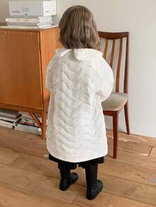 DAZY Girls' Mid-Length Beige Apricot Velvet Heavy Embossed Peter Pan Collar Korean Style Coat Padded Coat - Beige - View 2