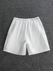 Manfinity Roughcore Men's Plus Size Drawstring Waist Pocket Casual Daily Shorts - White - View 4