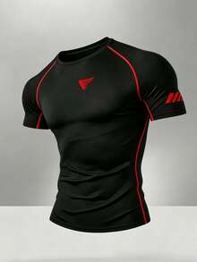 Gym Rark Men's Short Sleeve T-Shirt And Long Pants Sports Set - Black - View 3