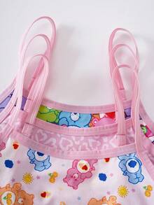 SHEIN X Care Bears 3pcs/Set Girls Big Tween Girl Camisole Ultra Short Underwear Bear Pattern 8-12Y Digital Print - Pink - View 7