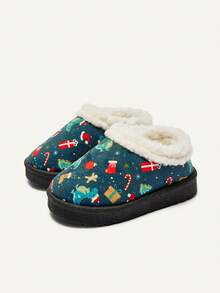 Cozy Pixies Boys And Girls Green Classic Cartoon Dinosaur Pattern Fashionable Christmas Easy To Wear Casual Slippers Suitable For Winter Daily Home Warmth - Green - View 7