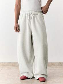 EASEVO Men's Summer Casual Loose Fit Sweatpants Plus Size Grey Solid Color Patchwork Elastic Waist - Light Grey - View 4