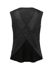 SHEIN Sports 女士无袖运动瑜伽户外健身背心，交叉网眼拼接后背，V形下摆 - 黑色 - 查看 6