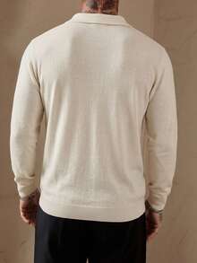 DAZY Camiseta de punto gris con cuello para hombre de manga corta - Beis - Ver 2