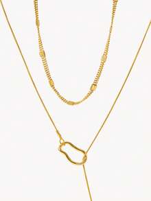 Opalesca 2pcs Gold-Tone Minimalist Necklace Set - Gold - View 4
